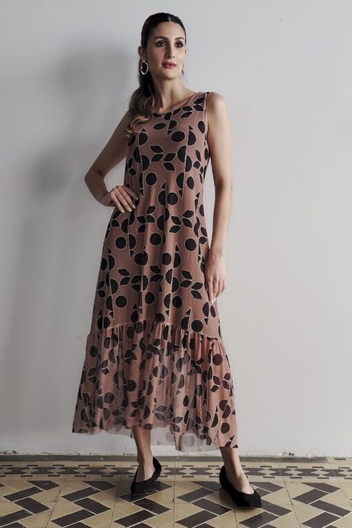 Vestido estilo boho maxi com fenda /423VBF312