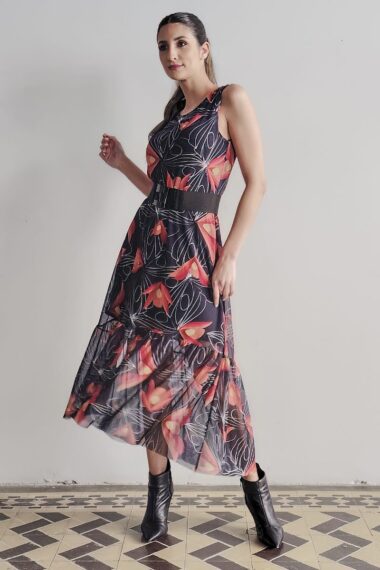 Vestido estilo boho maxi com fenda /423VBF313