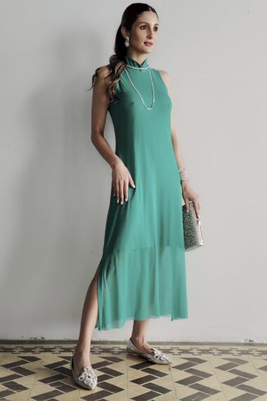 Vestido de tule gola alta /454ESM