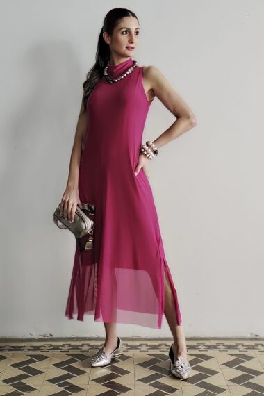 Vestido de tule gola alta /454PIT