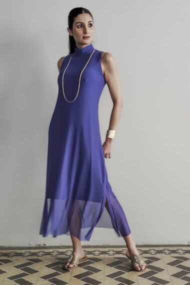 Vestido de tule gola alta /454ROY