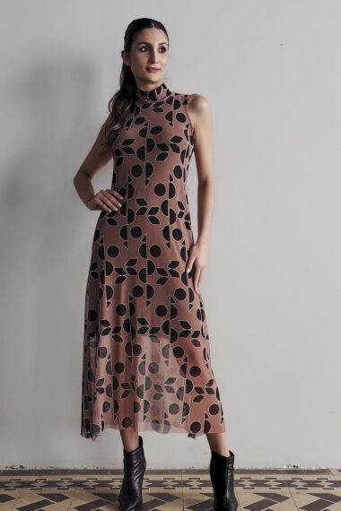 Vestido de tule gola alta /454VLC312