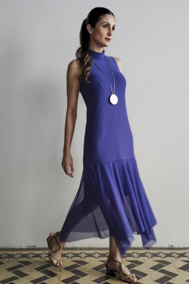 Vestido manga cavada com gola alta /515ROY