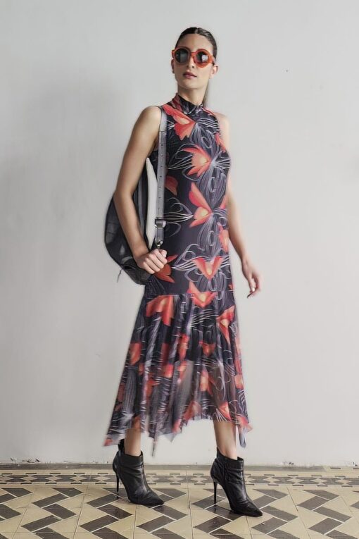 Vestido manga cavada com gola alta /515VVA313