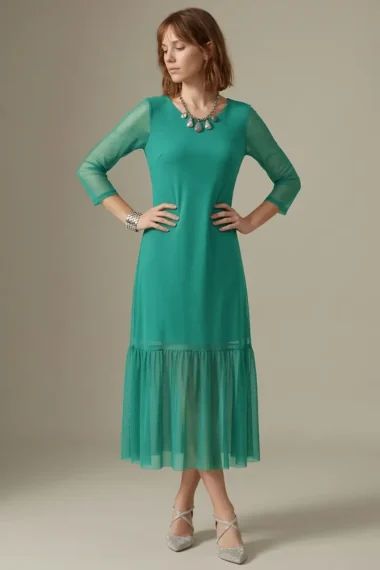 Vestido manga 3/4 e decote redondo /493ESM