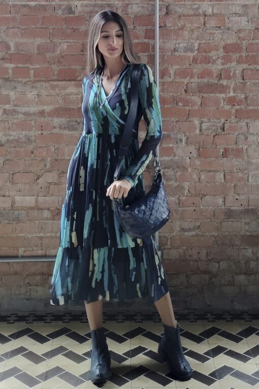 Vestido midi com decote transpassado /426SFO011
