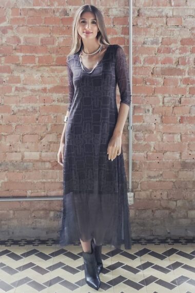 Vestido decote V com fendas laterais /563VES335