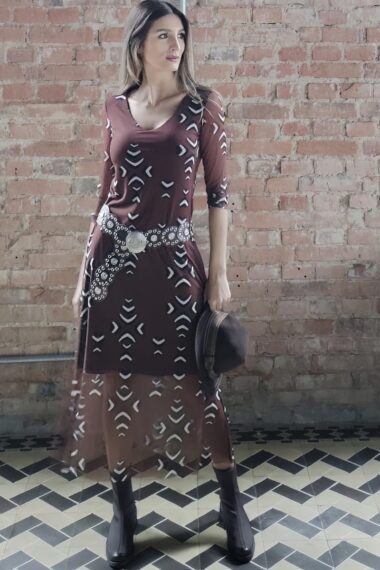 Vestido decote V com fendas laterais /563VES366