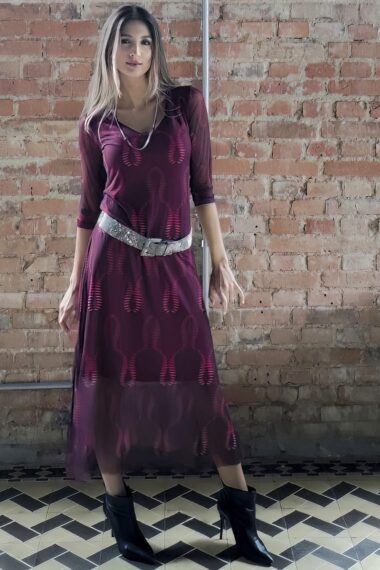 Vestido decote V com fendas laterais /563VES368