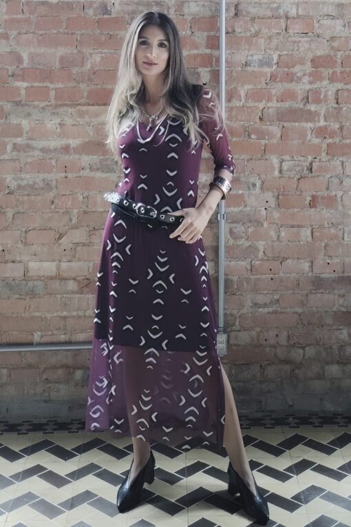 Vestido decote V com fendas laterais /563VES371