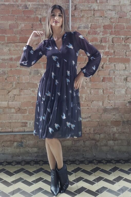 Vestido curto com gola /498SFO010