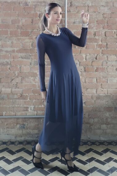 Vestido decote canoa assimétrico /560AZ1