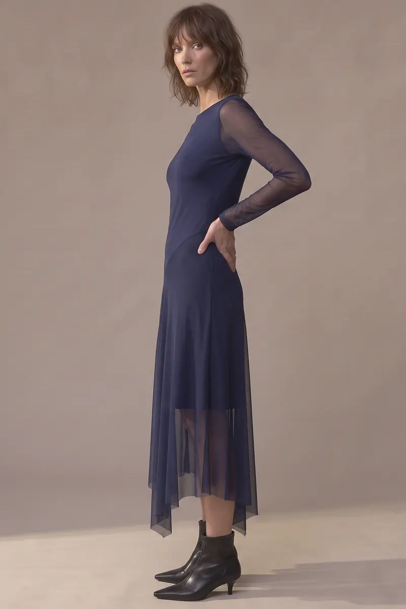 Vestido decote canoa assimétrico /560AZ1 - Imagem 2