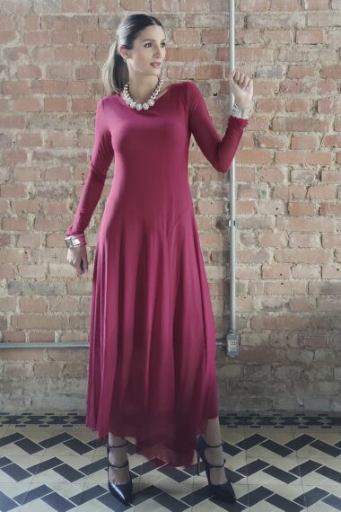 Vestido decote canoa assimétrico /560MAR