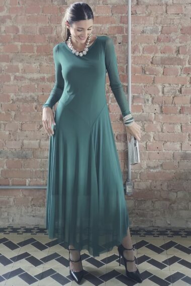 Vestido decote canoa assimétrico /560MAT