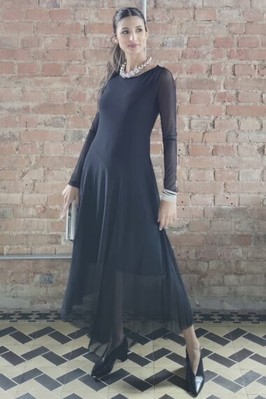 Vestido decote canoa assimétrico /560PTO