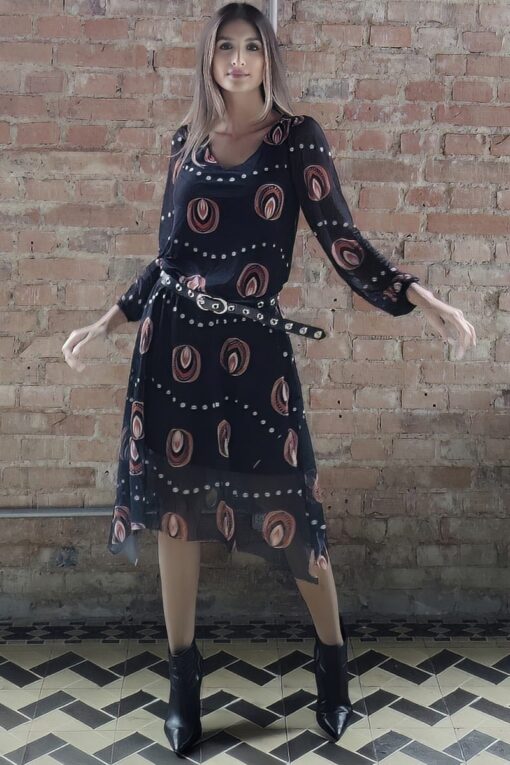 Vestido godê com decote V  /581VES363