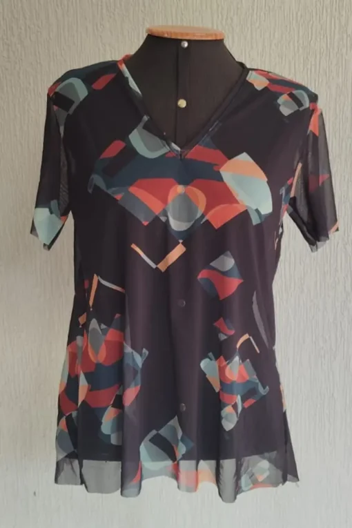 Blusa de tule decote V /350BLU009
