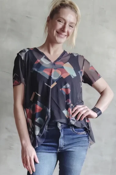 Blusa de tule decote V /350BLU009