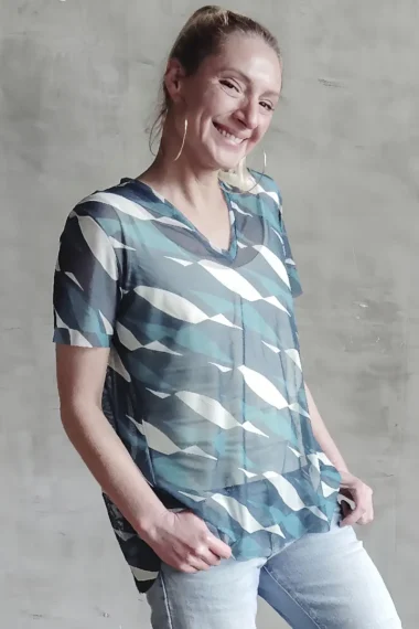 Blusa de tule decote V /350BLU027