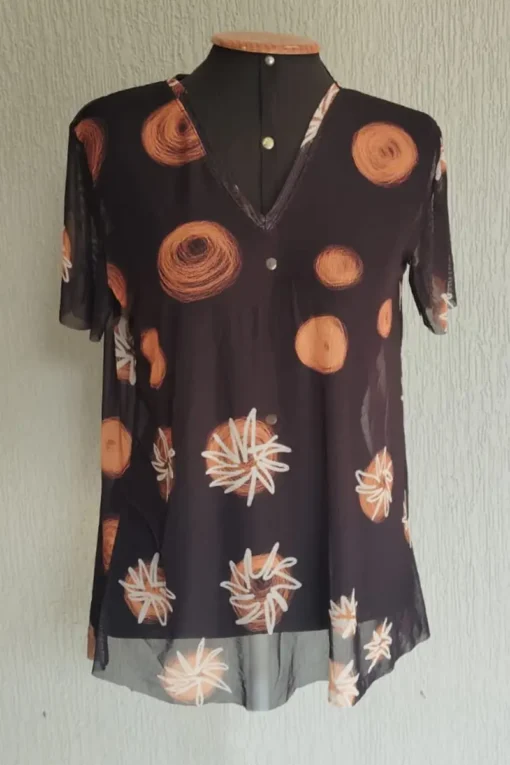 Blusa de tule decote V /350BLU109