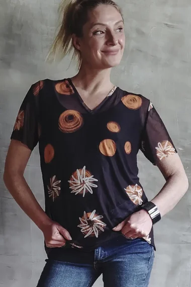 Blusa de tule decote V /350BLU109