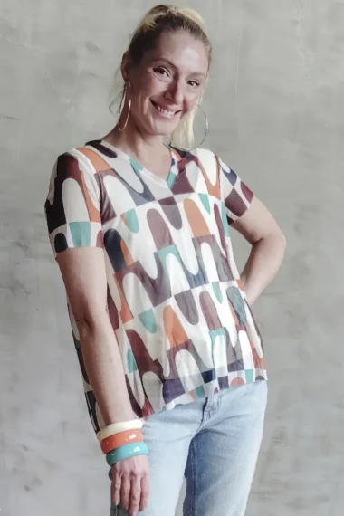 Blusa de tule decote V /350BLU160