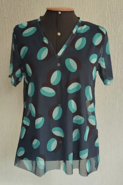 Blusa de tule decote V /350BLU027