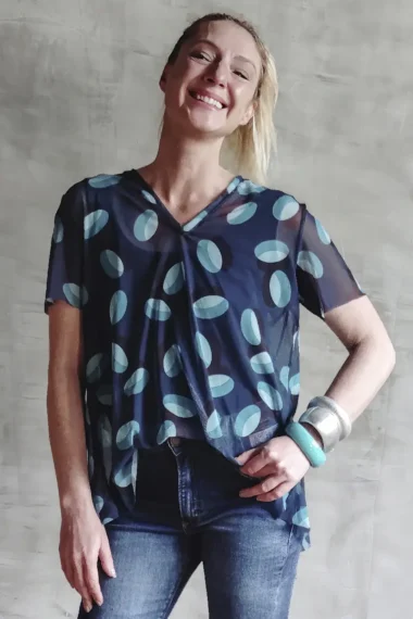 Blusa de tule decote V /350BLU206