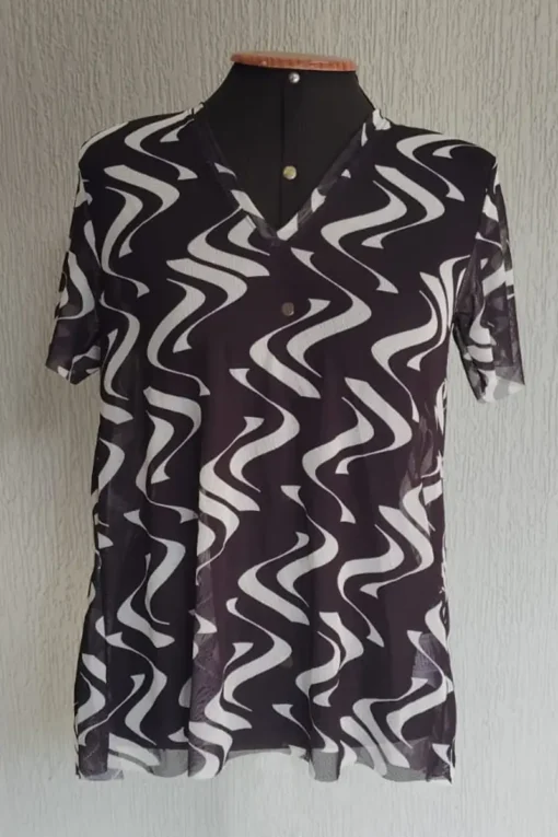 Blusa de tule decote V /350BLU245