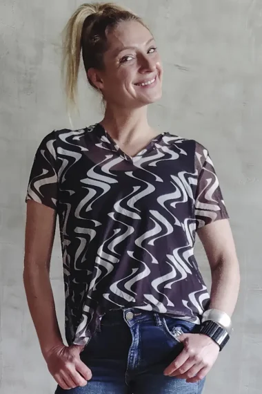 Blusa de tule decote V /350BLU245