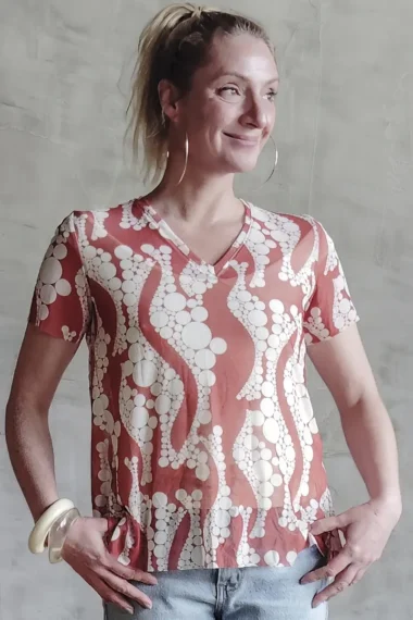 Blusa de tule decote V /350BLU307