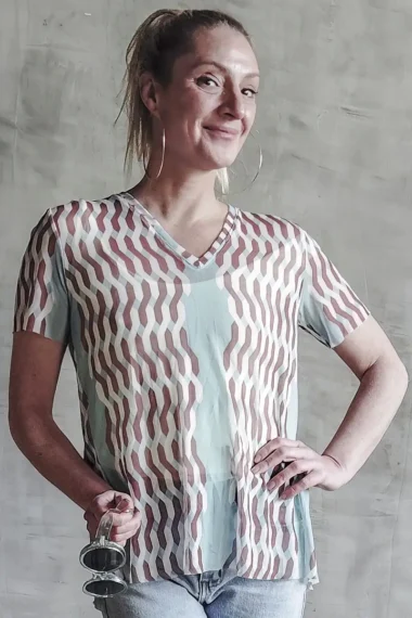 Blusa de tule decote V /350BLU349