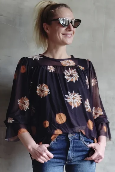 Bata de tule com frente franzida /412BLU109