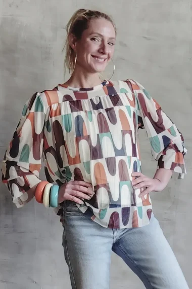 Bata de tule com frente franzida /412BLU160