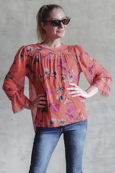 Bata de tule com frente franzida /412BLU172