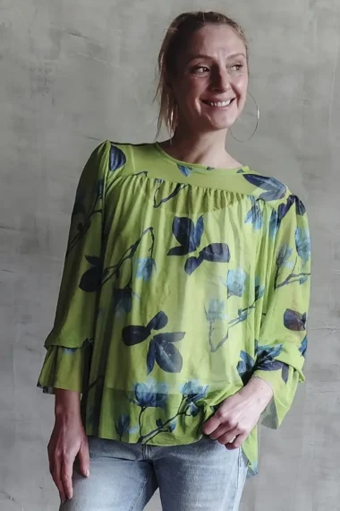 Bata de tule com frente franzida /412BLU173