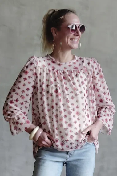 Bata de tule com frente franzida /412BLU250