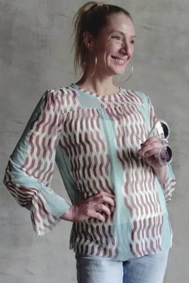 Bata de tule com frente franzida /412BLU349