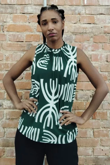 Blusa manga cavada e decote franzido /465BLU167