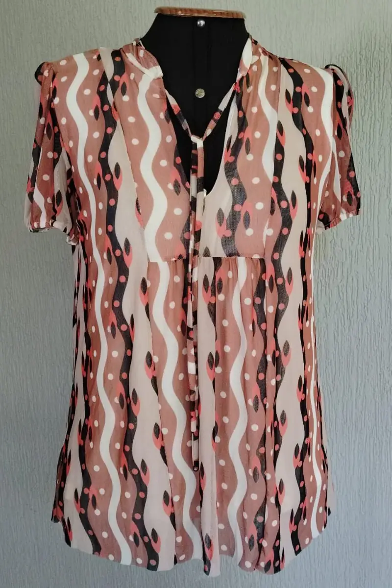 Blusa manga curta com amarração /484BLU340 - Imagem 3