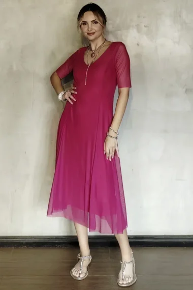 Vestido de tule midi manga curta /250PIT