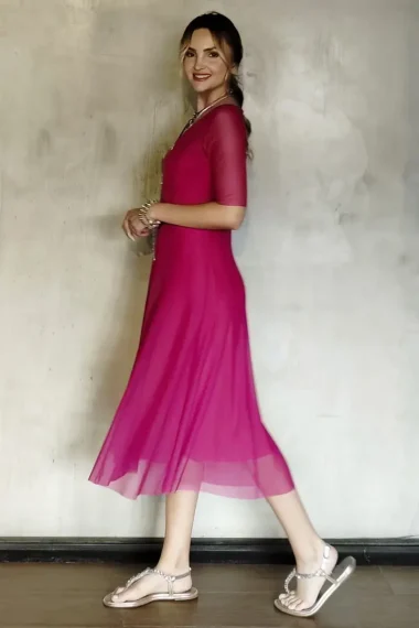 Alternative view of Vestido de tule midi manga curta /250PIT