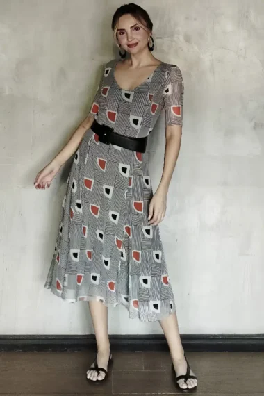 Vestido de tule midi manga curta /250VES333