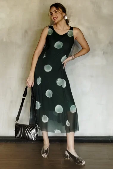 Vestido de tule midi com cortes verticais /340VNG397