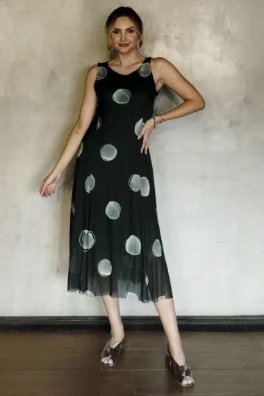 Alternative view of Vestido de tule midi com cortes verticais /340VNG397