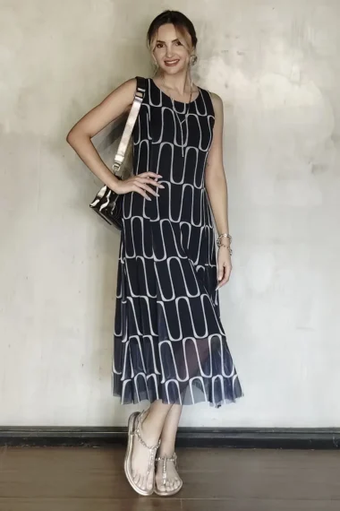 Vestido de tule midi com cortes verticais /340VNG402