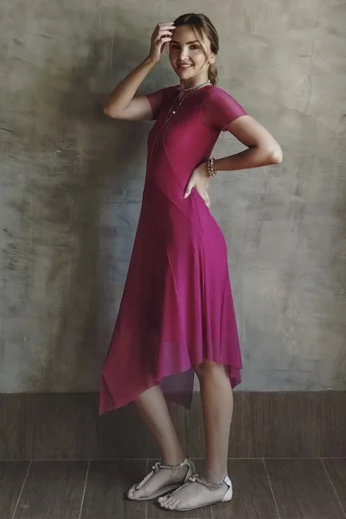 Alternative view of Vestido de tule assimétrico /456PIT