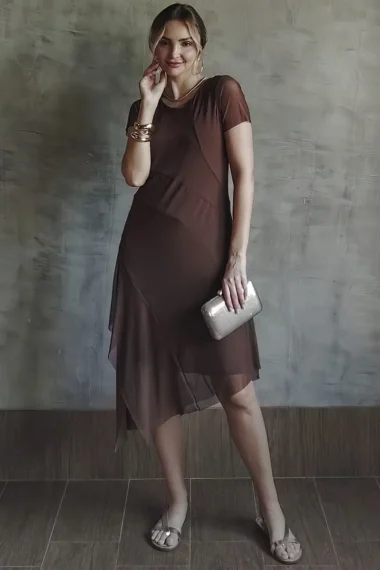 Vestido de tule assimétrico /456TRO