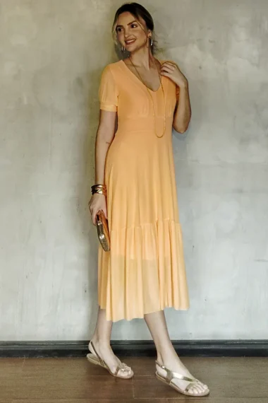 Alternative view of Vestido de tule midi manga bufante /467PES